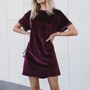 Elegant Velvet Burgundy Dress